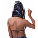 Bling Holographic Laser Pu Tank Top Hooded Lace Up Sexy Backless Low Cut Slim Crop Top Summer Women Tops Club Music Festival