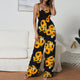 Boho Female Casual Floral Strappy Sleeveless Wide Leg Jumpsuit Women Hot Summer Holiday Beach Scoop Neck Rompers Womens Jumpsuit