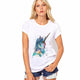 CDJLFH Summer Women T-shirt Fashion Unicorn Theme Print White Tops Shirt Women Short Sleeve Round Neck Tshirt Feminina Camisa