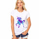 CDJLFH Summer Women T-shirt Fashion Unicorn Theme Print White Tops Shirt Women Short Sleeve Round Neck Tshirt Feminina Camisa