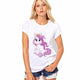 CDJLFH Summer Women T-shirt Fashion Unicorn Theme Print White Tops Shirt Women Short Sleeve Round Neck Tshirt Feminina Camisa
