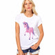 CDJLFH Summer Women T-shirt Fashion Unicorn Theme Print White Tops Shirt Women Short Sleeve Round Neck Tshirt Feminina Camisa