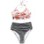 CUPSHE Flower Print Tank Bikini Set Women Lace up High Waisted Striped Two Piece Swimwear 2019 Beach New Shirring Bath Swimsuits