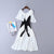 Cape Poncho Dress 2019 Spring Summer Party Club Women V-Neck Black White Color Patchwork Bow Belt Large Swing Dress Sexy Vestido