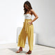 Casual Cotton Linen women high waist wide leg pants summer autumn office band loose palazzo trousers female black yellow pants