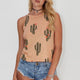 Casual Halter Cactus Print Vest Tops Women Sexy Sleeveless Simple Wild Tees Summer Ladies Vogue Sweet T-shirts High Quality New