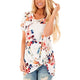 Casual O-neck Loose Tops Women Solid Short Sleeve Print Simple Wild Tees Summer Ladies Retro Fashion Breathable Tops Multicolor