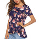 Casual O-neck Loose Tops Women Solid Short Sleeve Print Simple Wild Tees Summer Ladies Retro Fashion Breathable Tops Multicolor
