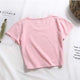 Casual Solid Letter Print Short Tops Women Vogue Short Sleeve Slim T-shirts Summer Ladies Fashion Graphic Simple Women Tees New