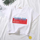 Casual Solid Letter Print Short Tops Women Vogue Short Sleeve Slim T-shirts Summer Ladies Fashion Graphic Simple Women Tees New