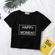 Casual Solid Letter Print Short Tops Women Vogue Short Sleeve Slim T-shirts Summer Ladies Fashion Graphic Simple Women Tees New
