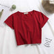 Casual Solid Letter Print Short Tops Women Vogue Short Sleeve Slim T-shirts Summer Ladies Fashion Graphic Simple Women Tees New