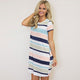 Casual Striped Loose Mini Dresses Women O-neck Short Sleeve Straight Summer Dress Ladies Fashion Comfortable Dress Vestidos New