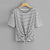 Casual Striped Short Sleeve Lace Up Tops Women O-neck Cotton Loose Black White Tees Summer Ladies Fashion Simple Wild T-shirts