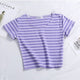 Casual Striped Slim Short T-shirts Women O-neck Shorts Sleeve Summer Tees Streetwear Fashion Simple Wild T-shirts Multicolor New