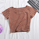 Casual Striped Slim Short T-shirts Women O-neck Shorts Sleeve Summer Tees Streetwear Fashion Simple Wild T-shirts Multicolor New