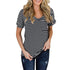 Casual V-neck Striped Summer T-shirts Women Short Sleeve Pockets Plus Size Tees Streetwear Ladies Vogue Simple Wild Tops New