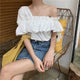 Chic Irregular Ruffles Women Blouse Shirt Solid Cold-shoulder Summer White Shirts Female Peplum Tops blusas mujer de moda 2019