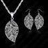 AlphaGal Jewelry Best Genuine 925 Sterling Silver Jewelry Sets leaves Earring Hook And Leaf Pendant Necklaces+18" Singapore Chain