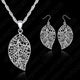 AlphaGal Jewelry Best Genuine 925 Sterling Silver Jewelry Sets leaves Earring Hook And Leaf Pendant Necklaces+18" Singapore Chain