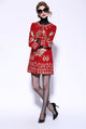 Coat Women 2018 Autumn Three Quarter Flowers Embroidery