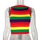 Colorful Rainbow Stripes Tank Tops Sexy Sleeveless O Neck Knit Crop Top Women Bottoming Vest 2019 Autumn Streetwear Fashion Top
