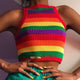 Colorful Rainbow Stripes Tank Tops Sexy Sleeveless O Neck Knit Crop Top Women Bottoming Vest 2019 Autumn Streetwear Fashion Top