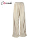 Conmoto 2019 Summer Casual Wide Leg Long Pants Women High Street Stripe Drape Pants Female Black High Waist Long Pants Capris