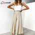 Conmoto 2019 Summer Casual Wide Leg Long Pants Women High Street Stripe Drape Pants Female Black High Waist Long Pants Capris