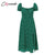Conmoto 2019 Summer Vintage Party Dress Square Collar Ruffle Elegant Sexy Dress Beach Female Green Mid Dresses Vestidos