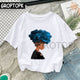 Cool Melanin Black Girl Print Female T-shirt Harajuku T-shirts for Women Summer Hip Hop Cotton T Shirt Tee Shirt Femme Vogue Top