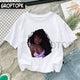 Cool Melanin Black Girl Print Female T-shirt Harajuku T-shirts for Women Summer Hip Hop Cotton T Shirt Tee Shirt Femme Vogue Top
