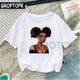Cool Melanin Black Girl Print Female T-shirt Harajuku T-shirts for Women Summer Hip Hop Cotton T Shirt Tee Shirt Femme Vogue Top