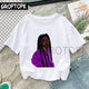 Cool Melanin Black Girl Print Female T-shirt Harajuku T-shirts for Women Summer Hip Hop Cotton T Shirt Tee Shirt Femme Vogue Top