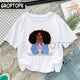 Cool Melanin Black Girl Print Female T-shirt Harajuku T-shirts for Women Summer Hip Hop Cotton T Shirt Tee Shirt Femme Vogue Top