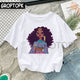 Cool Melanin Black Girl Print Female T-shirt Harajuku T-shirts for Women Summer Hip Hop Cotton T Shirt Tee Shirt Femme Vogue Top