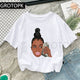 Cool Melanin Black Girl Print Female T-shirt Harajuku T-shirts for Women Summer Hip Hop Cotton T Shirt Tee Shirt Femme Vogue Top