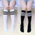 Cotton Ladies Knee High 3 Line Striped Cotton Socks Knee High Women Solid Socks School Party Cheerleader Supplies