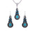 Fashion Jewelry Hot Sale Ethnic Blue Stone Jewelry Sets Tibetan Silver Necklace Earrings For Women Free Shipping