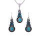 Fashion Jewelry Hot Sale Ethnic Blue Stone Jewelry Sets Tibetan Silver Necklace Earrings For Women Free Shipping