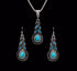 Fashion Jewelry Hot Sale Ethnic Blue Stone Jewelry Sets Tibetan Silver Necklace Earrings For Women Free Shipping