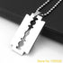 Creative Men's Stainless Steel Razor Pendant Silver Color Ball Blade Chain Necklace  4T95