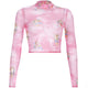 Cute Angels Printing See Through T Shirts Women Long Sleeve Breathable Crop Top 2019 Summer Top Lady Casual Bottoming tshirt
