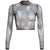 Cute Angels Printing See Through T Shirts Women Long Sleeve Breathable Crop Top 2019 Summer Top Lady Casual Bottoming tshirt