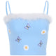 Cute Butterfly Flowers Embroidery Camis Women Fashion Fluffy Low Cut Crop Tops 2019 Summer Top Sexy Backless Camisole Streetwear