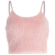 Cute Fluffy Pink Faux Fur Crop Top Women Spaghetti Strap Backless Bodycon Cami Tops Sexy Rave Festival Top Party Clubwear Camis