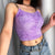 Cute Purple Fluffy Tank Top Girl Sexy Crop Top With Metal Link Chain Straps 2019 Summer Top Fashion Streetwear For Young Lady