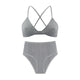 De Monarchia Sexy Women Bra Ribbed Plunge Underwear Wireless Crisscross Back V Neck Bras Comfort Lady's Cotton Bralette