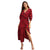 Deep V-neck Plaid Sashes A-line Long Dress Women Fashion Vintage 3/4 Sleeve Split Hem Dresses Ladies Elegant Party Dress Autumn