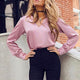 Deep V-neck Solid Long Sleeve Shirts Women Casual Loose Simple Wild Summer Blouses Business Office Lady Fashion Elegant Shirts
